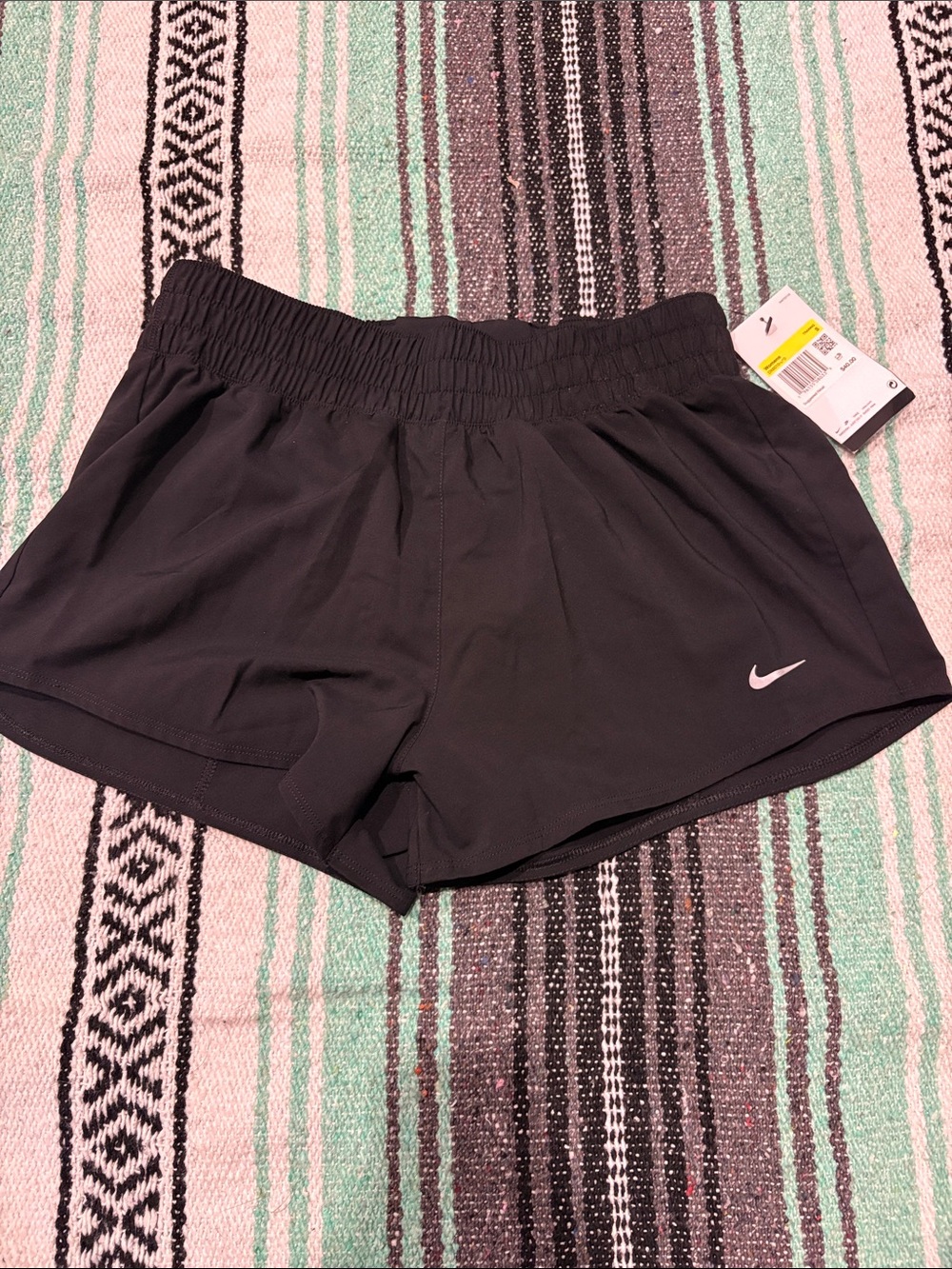 Nike Women's Black Athletic Shorts with White Swoosh
